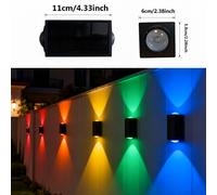 TEMU Set di due luci da parete RGBW, per illuminare muri stradali, scale, , , , illuminazione decorativa del paesaggio. Questo set di luci solari per recinzione offre 9 opzioni di : 7 colori RGBW, .