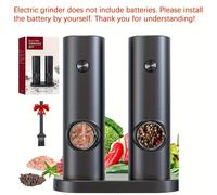 TEMU Set di Macinapepe e Sale Elettrici da 1 Pezzo, Mulino per Pepato Automatico con Batteria, Grossezza Regolabile, Funzionamento Monouso, Tritacarne Elettronico per Spezie con Base Decorativa LED