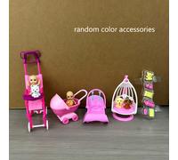 TEMU Set di mini giocattoli carini per case delle bambole, aggiunte come una carrozzina, una sedia a dondolo e un set di animali domestici per giocare a fare la casa