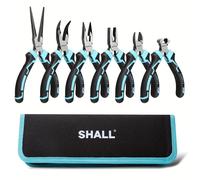 TEMU Set di Pinze Mini SHALL, 6 Pezzi con Pinze a , , Diagonal per Artigianato, Riparazioni Elettroniche e Gioielli, Custodia