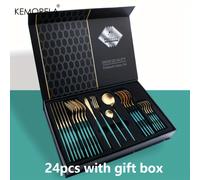 TEMU Set di posate in acciaio inossidabile da 24 pezzi | KEMORELA Lusso, posate da cucina lavabili in lavastoviglie, acciaio inossidabile 304