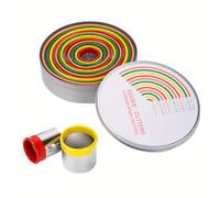 TEMU Set di Tagliabiscotti Rotondi, Set di 12 Strumenti da Pasticceria, per Ciambelle, , Gomme, Argilla, Tagliabiscotti in Acciaio Inossidabile, Stampo per Torte, Rivestimento in Gomma Colorata