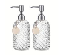 TEMU Set dispenser di in vetro elegante, 400 ml - Riempibile, design a di ananas per lozione, shampoo e gel doccia - Light Luxury, pompa a pressione, posizionamento