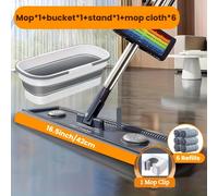 TEMU Set e Secchio 360° Joybos con Pads Spessi - Uso a /Asciutto, Striscia di Drenaggio per la Pulizia Facile di Piastrelle, Cemento, Pavimenti in Legno - per Soggiorno, Cucina, Bagno