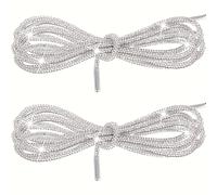 TEMU Set Lacci Scintillanti, Lacci per Calzature con Strass Scintillanti, Lacci Argentati Scintillanti, Lacci Rotondi Scintillanti, Lacci di Ricambio Scintillanti per Sneakers, Scarpe da , (120 Cm)