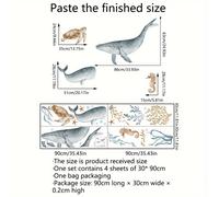 TEMU Set pezzi, 30x90 cm x 4 pezzi, Adesivi per Bagno Grandi, Decalcomanie per Vasca da Bagno con Animali Sottomarini Balena Stile