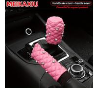 TEMU Set pezzi, in pelle PU con di diamanti artificiali e tridimensionale, copri freno a e copri cambio per auto manuale