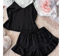 TEMU Set Pigiama Due Pezzi per Donna: Canotta e Shorts Rossi per San Valentino