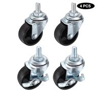 TEMU Set ruote con gambo da 1,5 pollici, progettate per scaffali e mobili, con rotelle girevoli filettate M8 per carrelli, inclusi 2 con freni e 2 senza