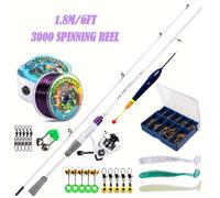 TEMU Sougayilang Combo da pesca 2 pezzi, canna da spinning in carbonio, mulinello da pesca BB con in EVA, set di filo da pesca e esche per trota, ,