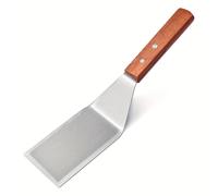 TEMU Spatola in Acciaio Inossidabile Resistente con Bordo Smussato e in Legno Massello - Paletta Grande per Padelle in Ghisa e Griglie | Strumento per BBQ Domestica