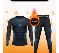 TEMU [Starry] Set Completo Termico a Compressione da 2 Pezzi - Maglia a Maniche Lunghe e Leggings, in Pile, Motivo Geometrico, per Sci, Fitness, , Yoga all'