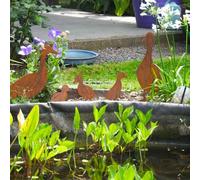 TEMU Statuette Metalliche Famiglia di - 5 Pezzi, e Vintage per Esterno, Decorazione per Giardino o Stagno con , Adorabili Genitori e Anatroccoli, Animali in Metallo Durevoli
