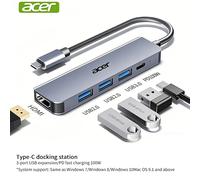 TEMU Stazione Docking Type-C Acer, Adattatore USB-C a HDTV, Splitter 3.0, per Convertitore Computer Macbook, 4K, Dock di Caricatore PD -in-Uno, HY41-T5 (Versione Base)