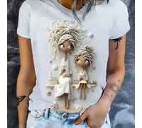TEMU T-shirt a maniche corte con e stampa a tema , con una con , lunghi e corti, che indossa un abito e un bicchiere , circondata da spiaggia, di sabbia, e marine