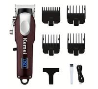 TEMU Tagliacapelli Elettrico Mini Kemei, e Portatile con Display Digitale LCD per Rifilatura Capelli, Ricaricabile via USB, Taglia Capelli con Testina