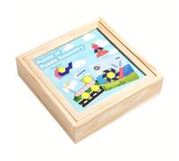 TEMU Tangram Multifunzionale, Puzzle in Legno, Giocattolo di Costruzioni Geometriche, Giocattolo Educativo in Legno, con 1 Scatola di Legno Carte con Domande su