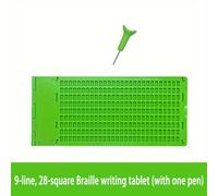 TEMU Tavoletta per scrivere in braille verde a 9 linee e 28 , materiale scolastico per ciechi, ausili per la scrittura per persone con disabilità (con una penna)