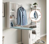 TEMU Tavolo da Stiro a Muro con Specchio, Armadietto Integrato e Gambe Pieghevoli