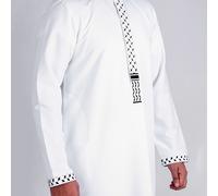 TEMU Thobe da - Vestaglia Tradizionale con Abaya a Righe Bianche e Nere, e Ricami - Abito Lavabile a , Regalo, Regalo per il Ramadan, Regalo per Anziani, Regalo per il Ramadan