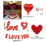 TEMU Un banner "Ti Amo" e un set di palloncini rossi a forma di cuore, per le decorazioni , inclusi e grandi a forma di d'amore adatti per anniversari, confessioni, , matrimoni nuziali