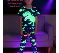 TEMU Un completo due pezzi composto da una T-shirt a maniche corte con un al buio e un pantalone a righe coordinato