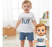 TEMU Un completo estivo per bambini dai 0 ai 2 anni, composto da una maglietta a maniche corte con stampe di lettere e pantaloncini con elastico in vita e tasche, per le attività all' estive.