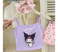 TEMU Un e rinfrescante canotta viola con Kuromi, perfetta per le ragazze l'estate. Questo top senza maniche di Sanrio funge da base traspirante per capispalla.