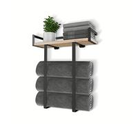 TEMU Un portasciugamani progettato per il montaggio a parete in bagno, con un supporto in metallo e un ripiano in legno per asciugamani piegati grandi, per bagni piccoli o campeggio in