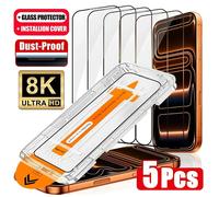 TEMU Un set di 5 proteggi in vetro temperato ad definizione per modelli di iPhone, tra cui il 17, il 16 Pro , con applicatore di pellicola facile installazione