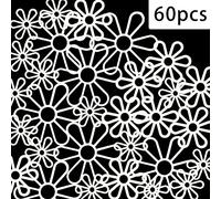 TEMU Un set di 60 fiori a sei petali a in rete di plastica all'uncinetto, con crisantemi , per decorare borse e vestiti a