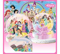 TEMU Un set di bicchieri e a tema principesse Disney, composto da 40 pezzi tra cui di carta e tovaglioli, per come feste di compleanno e