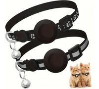 TEMU Un set di due supporti Airtag staccabili per da gatto, con design riflettente regolabile, che garantisce un viaggio sicuro per il tuo gattino