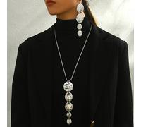 TEMU Un set di tre catenine per maglioni autunnali e invernali con un design geometrico elegante e minimalista, con pendenti lunghi a forma di Y creativi e orecchini