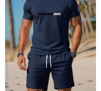 TEMU Un set due pezzi per in Europa e America, composto da una T-shirt a maniche corte e shorts con coulisse. Ha un design con , è e confortevole, per sport , resistente al sudore.