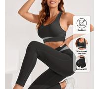 TEMU Un set pezzi composto da una reggiseno sportivo color block abbinato a leggings aderenti, per ciclismo, fitness, yoga e