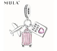 TEMU Un singolo ciondolo smaltato rosa argentato a forma di valigia e aereo, per come braccialetti e collane. Questo ciondolo è per chi viaggia e è un ottimo ricordo per le vacanze, a tutti.