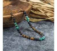 TEMU Un singolo collier da con occhio di tigre e perline di turchese , che rappresenta , di sé e . per sociali, uso e vacanze. Un design del collier.