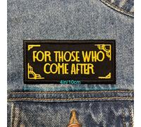 TEMU Un singolo patch ricamato con le parole 'Per Chi Dopo' per decorare e personalizzare abbigliamento