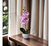 TEMU Una Piante Artificiale di in Vaso, Bonsai Phalaenopsis al Tocco Reale, Decorazione per Scrivania Casa e Ufficio con Vaso di Plastica