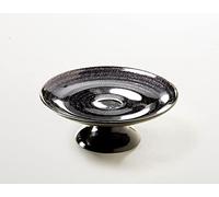 Ten Alzata Tonda per Dolci in Vetro Nera Decorata a Mano riflessi Dorati cod.7206071BL cm 6h diam.16 by Varotto & Co.