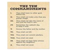 Ten Commandments Christian Wall Art Bible Old Testament Scripture Poster for Church Classroom and Decor(Framed,16x24inch(40x60cm))