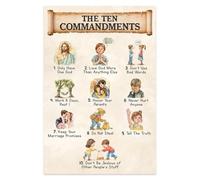 Ten Commandments for Kids Poster - Religious Bible Verse Wall Art, Educational Old Testament Scripture Chart for Christian Home, Classroom, Church Sunday School Decor (Unframed,16x24inch(40x60cm))