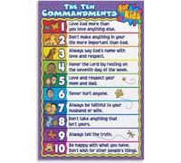 Ten Commandments Kids Wall Art - Christian Bible Poster for Children with Child-Friendly Version, Sunday School Classroom Decor, Christian Nursery, Homeschool Learning(Unframed,08x12inch(20x30cm))
