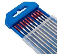 Ten-High, Tig, Elettrodi, Al tungsteno, WT20, 2% di torio, Colore: rosso, 10 pezzi
