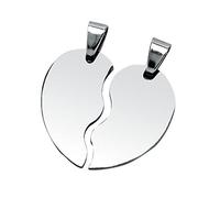 Ten Pendenti Cuore Spezzato Acciaio Personalizzato con Incisione cod.EL24202FX cm 1,6x3x0,2h by Varotto & Co.