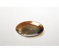 Ten Piattino Tondo per pane e dolci in vetro marrone riflessi dorati cod.7206072BR cm 1,5h diam.16 by Varotto & Co.
