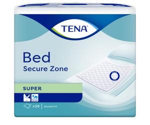 TENA Bed Secure Zone saugstarke Bettunterlagen Super 60 x 90 cm, 26 pz Pads