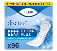 TENA Discreet Extra Plus InstaDry Assorbenti Femminili, 96 Pezzi | Discreti e Confortevoli, Pacco Scorta Mensile, 6 Confezioni da 16 Pezzi, Per Perdite Urinarie