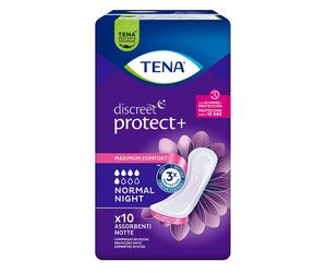 TENA Discreet Protect+ Normal Night, assorbenti per uso notturno 10 pz